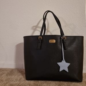 Michael Kors black leather tote bag